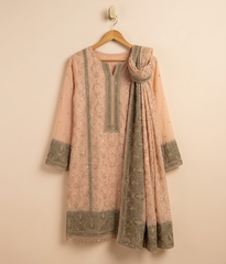 Dusty peach Raw Silk 2 Piece Shirt and Dupatta