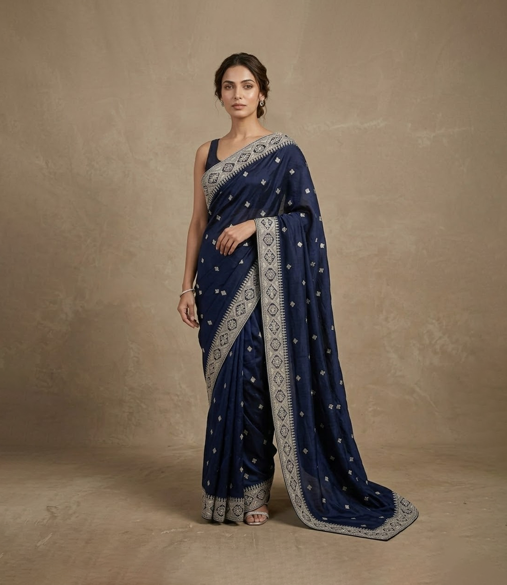 Embroidered Silk Saree
