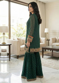 Emerald Green Gold Zardozi & Gota Patti Gharara