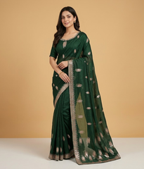 Emerald Green Geometric Sequin Patterns Crinkle Chiffon