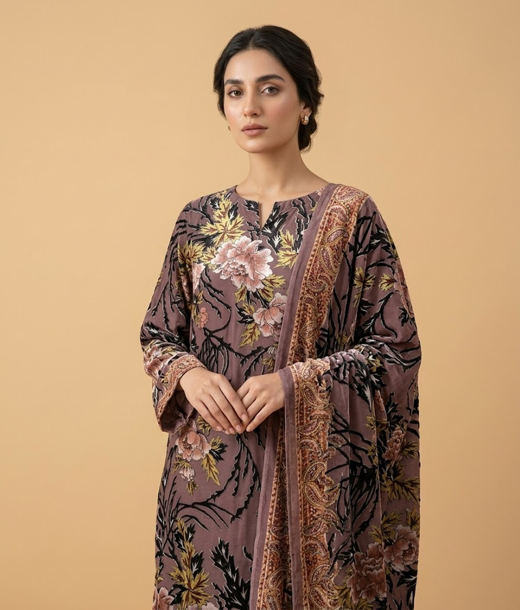 Espresso Brown Palachi 2 Piece Shirt and Dupatta