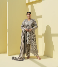 Floral printed 3 piece cotton suit Image