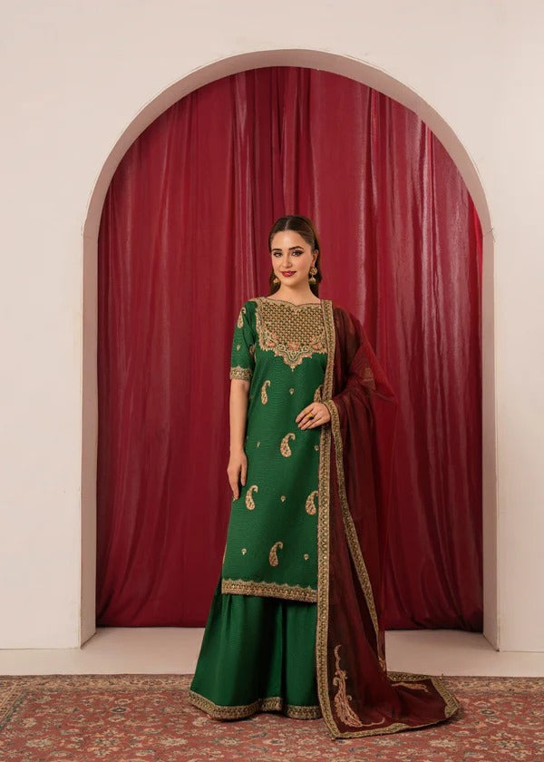 Forest Green Gota-Patti & Mirror Work Gharara