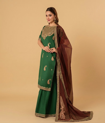 Forest Green Gota-Patti & Mirror Work Gharara