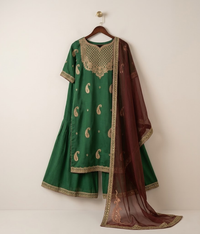 Forest Green Gota-Patti & Mirror Work Gharara