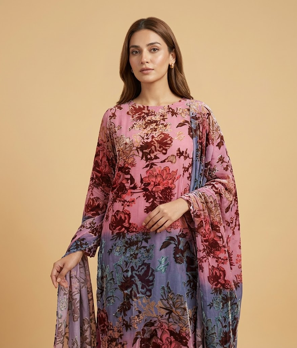 Fuchsia Palachi 2 Piece Shirt and Dupatta