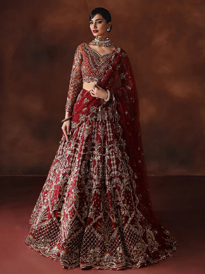 Garnet Lattice Bridal Lehenga