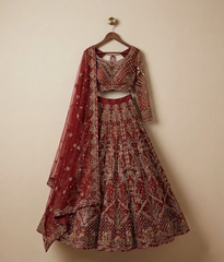 Garnet Lattice Bridal Lehenga