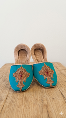 Sea Green Padded Khussa with Tilla Work and Stone
