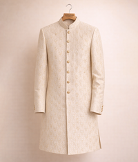 Gold Patterned rawsilk Sherwani
