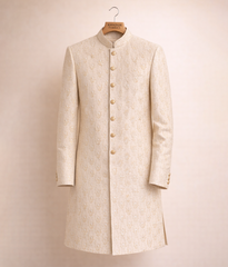 Gold Patterned rawsilk Sherwani