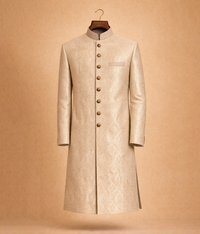 Gold Dust leaves patterned jamawar sherwani