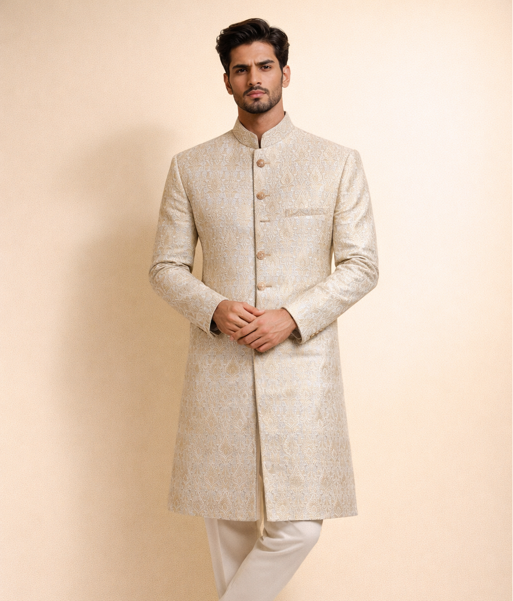 Gold Dust patterned Sherwani jamawar