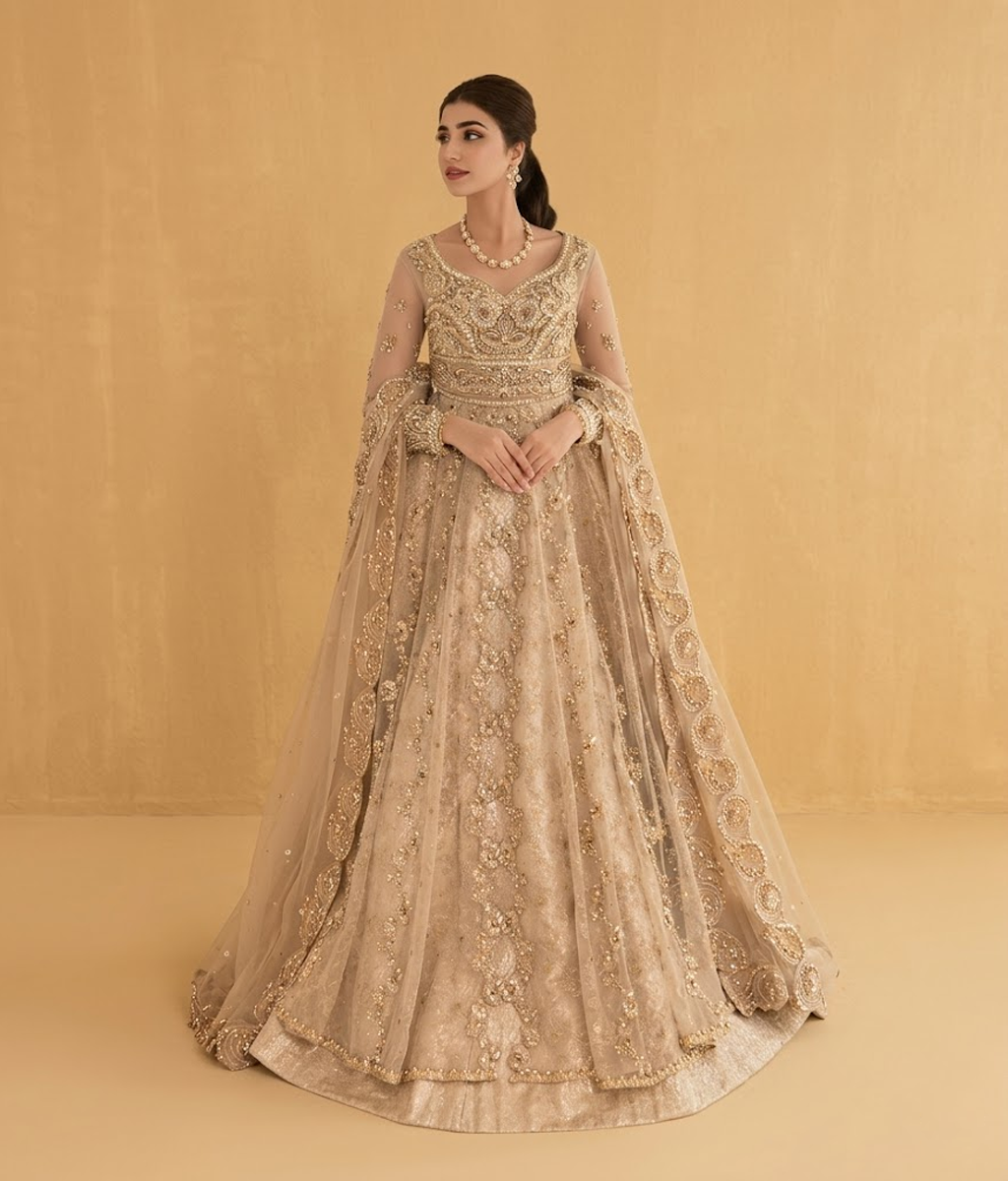 Gold Gota Bridal Pishwas