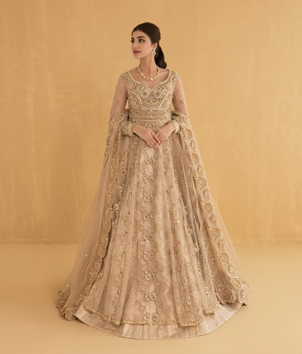 Gold Gota Bridal Pishwas