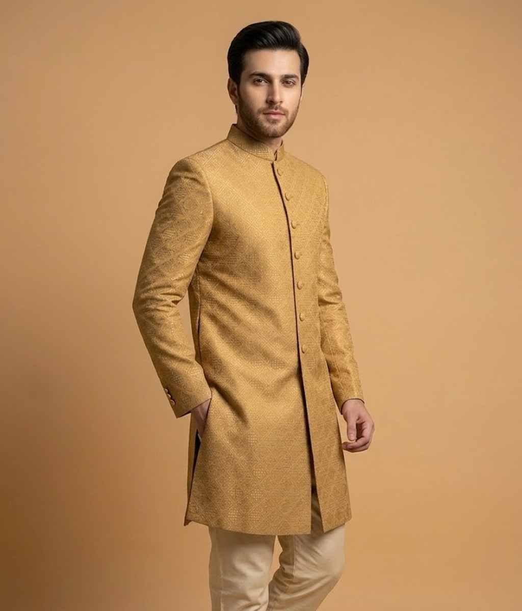 Gold Khadi Jamawar Dulha House