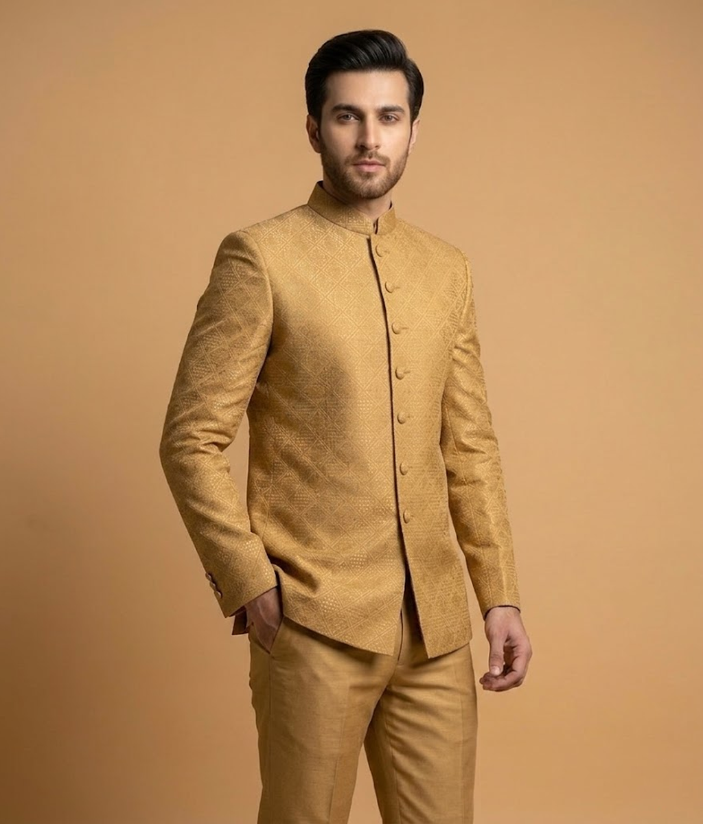 Gold Khadi Jamawar Dulha House