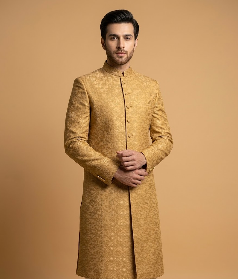 Gold Khadi Jamawar Dulha House