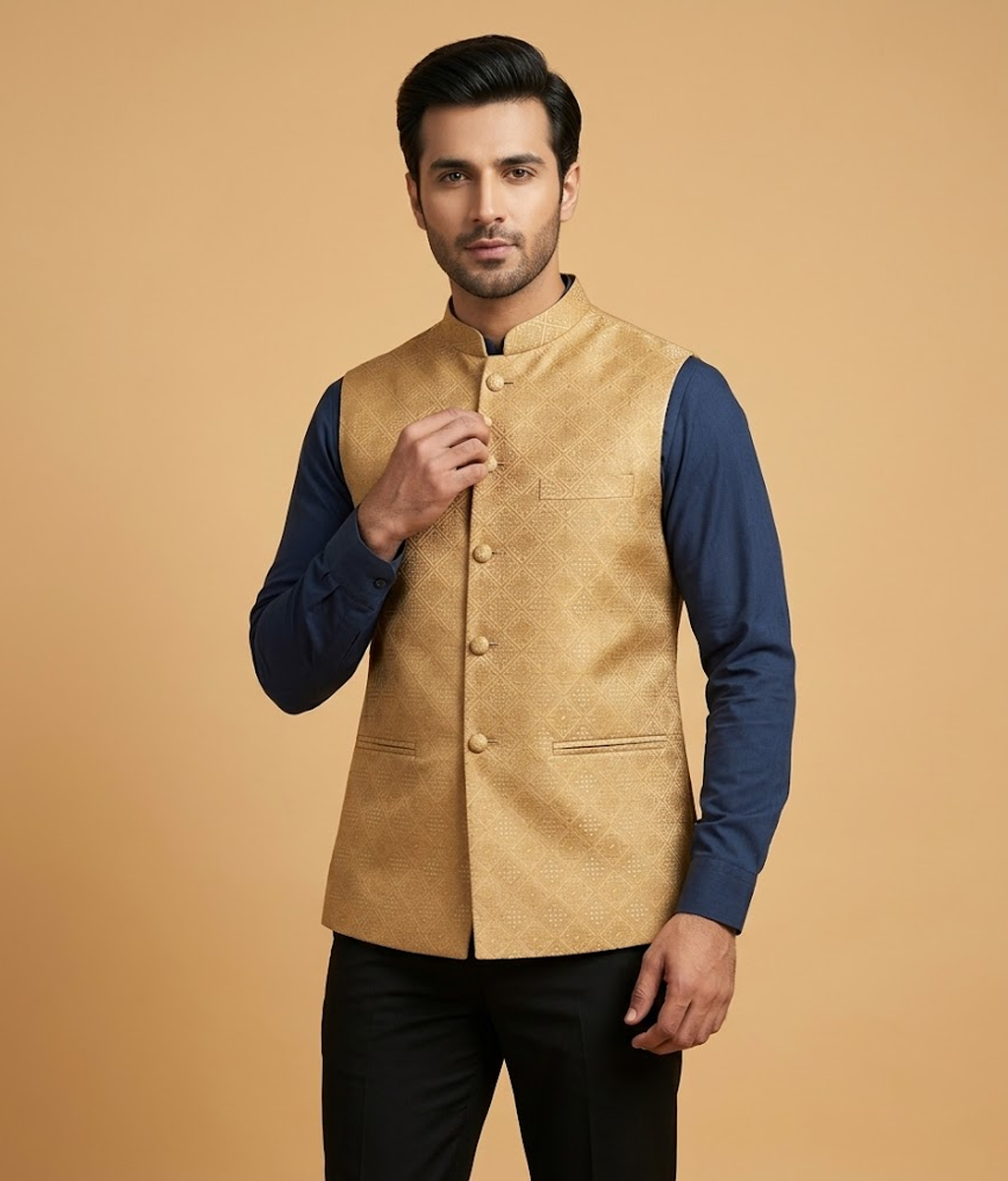 Gold Khadi Jamawar Dulha House
