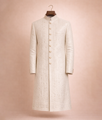 Gold Sequence Sherwani rawsilk