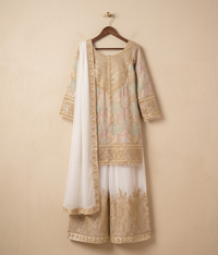 Gold Sequin Net Gharara