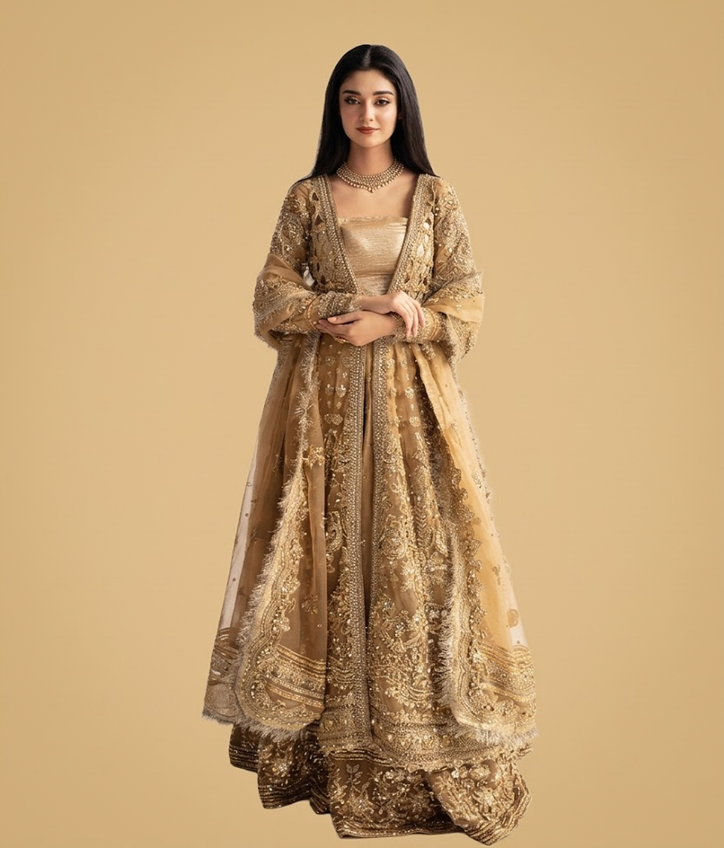Gold Tilla Embroidered Maxi