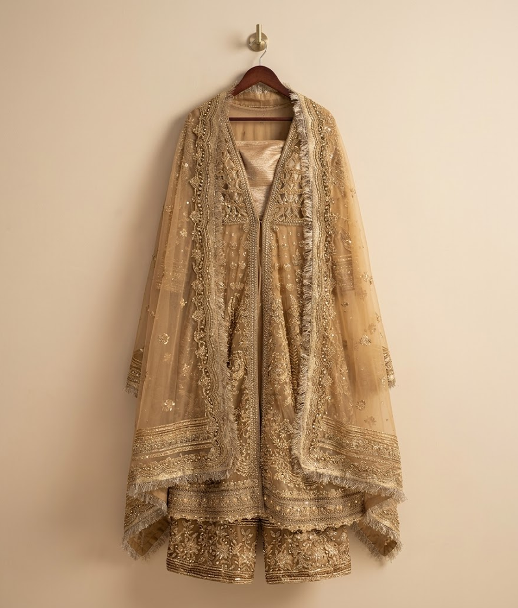 Gold Tilla Embroidered Maxi
