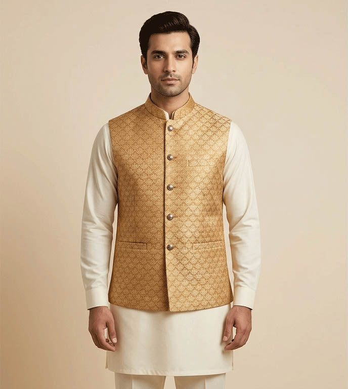 Golden Textured fancy waistcoat