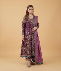 Grape Purple Hand-Embellished Zardozi Kalidar Anarkali