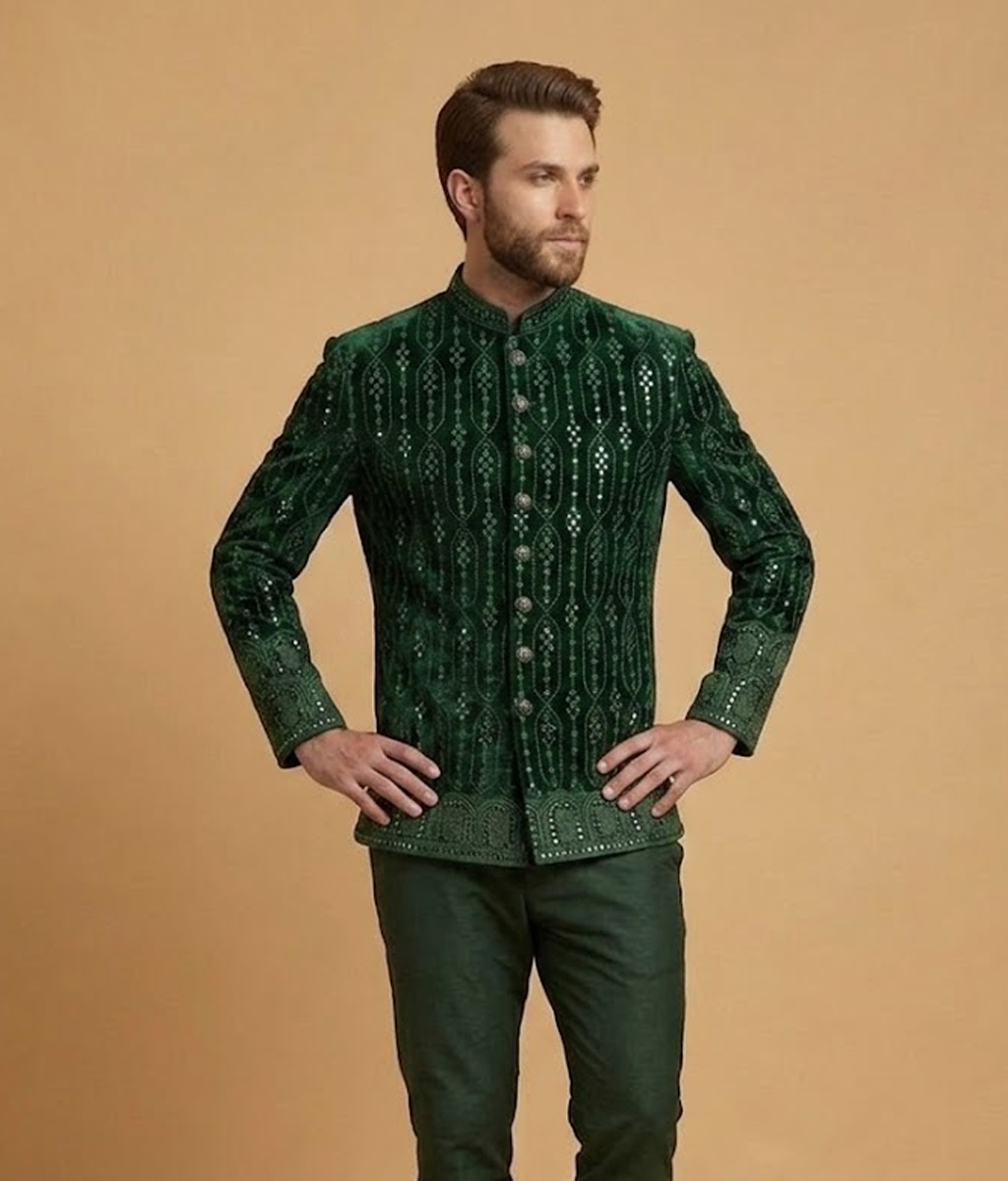 Green Sequin Stripe Dulha House