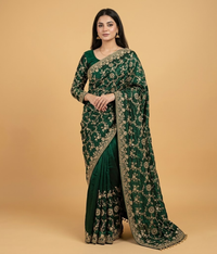 Green Tilla Mesh Silk Saree