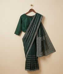 Green Tissue Silk Saree with Border