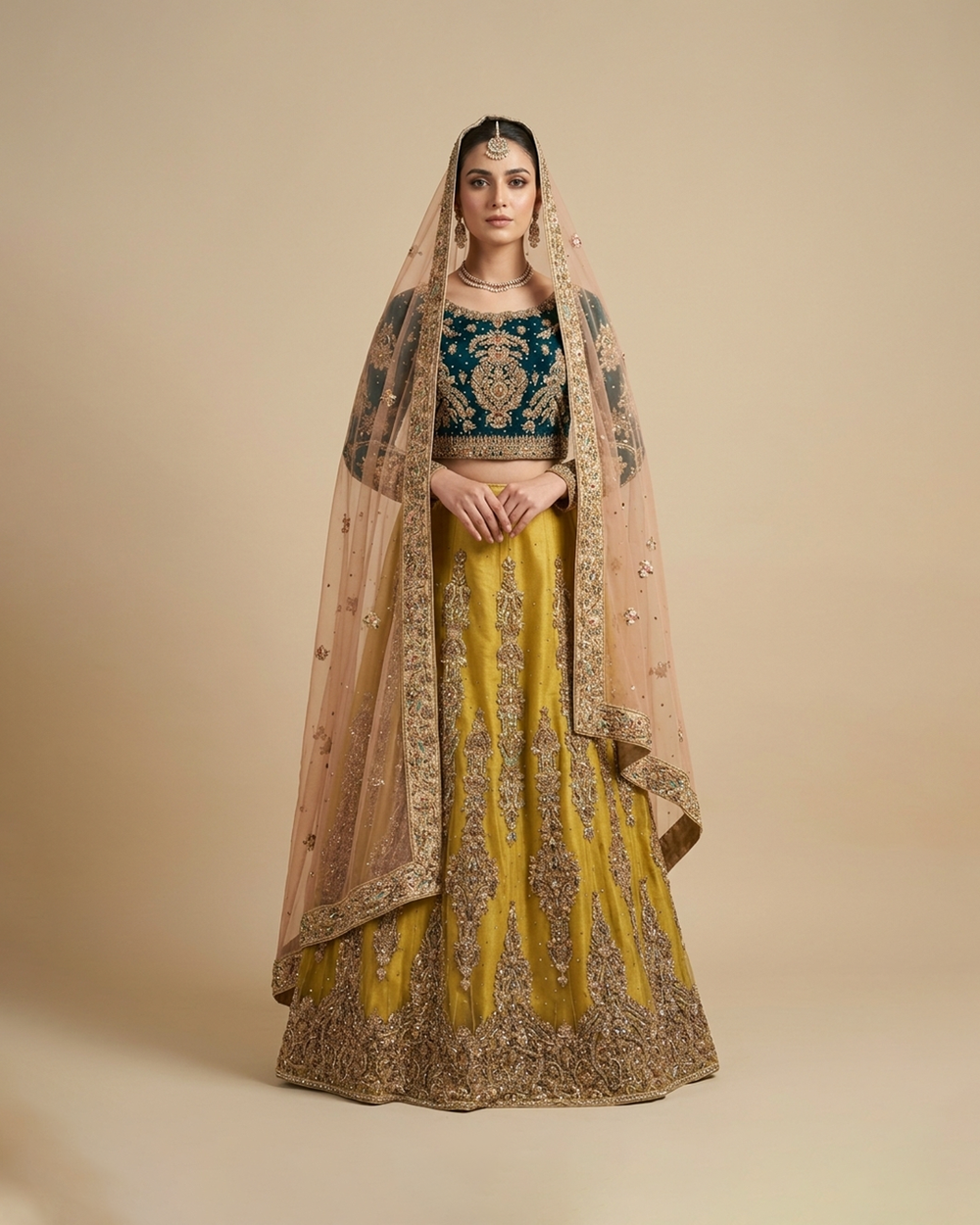 Green & Yellow Lehnga choli