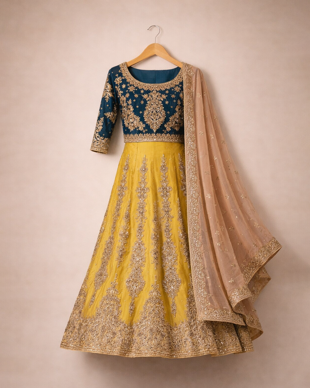 Green & Yellow Lehnga choli
