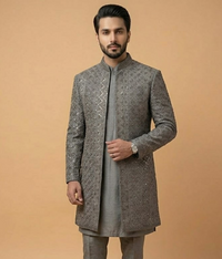 Grey Crystal Work Jamawar Dulha House