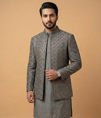 Grey Crystal Work Jamawar Dulha House