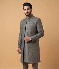 Grey Crystal Work Jamawar Dulha House