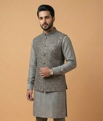 Grey Crystal Work Jamawar Dulha House