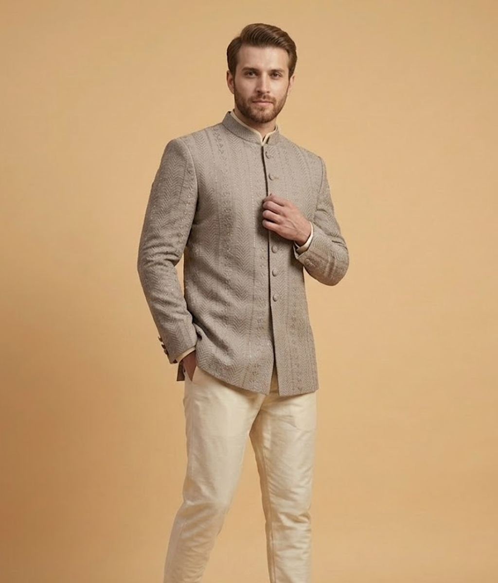 Grey Khadi Jamawar Dulha House