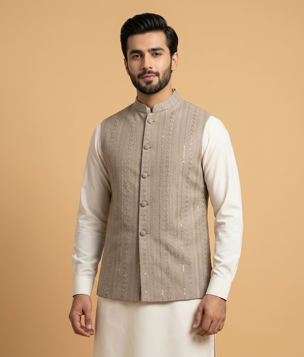 Grey Khadi Jamawar Dulha House