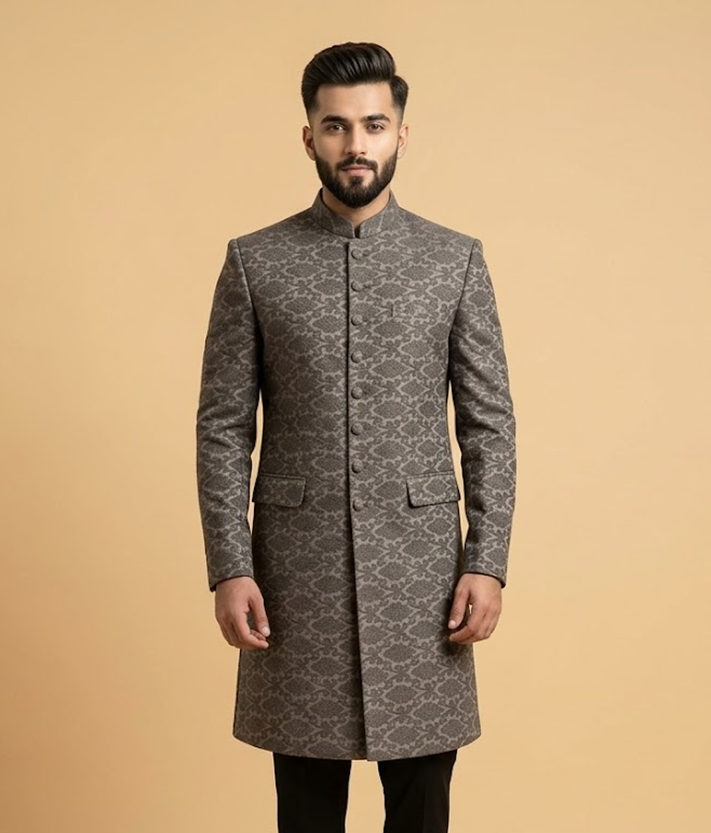 Grey Leaf Damask Dulha House
