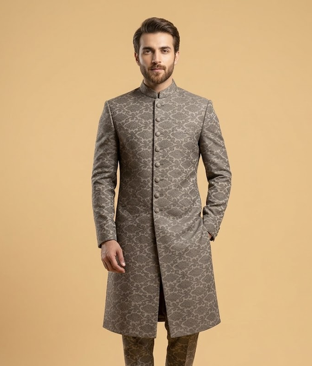 Grey Leaf Damask Dulha House