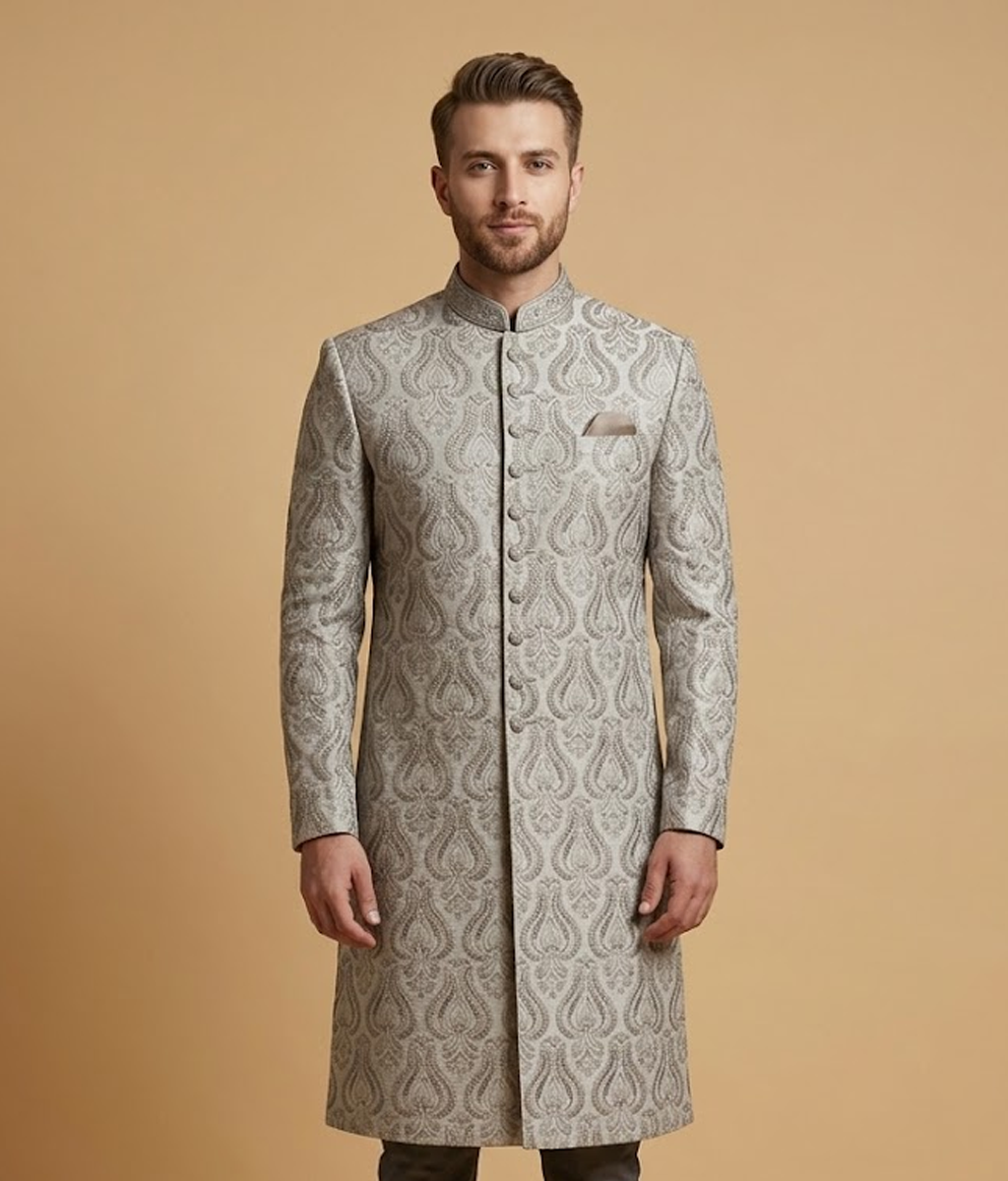 Grey Paisley Jamawar Dulha House