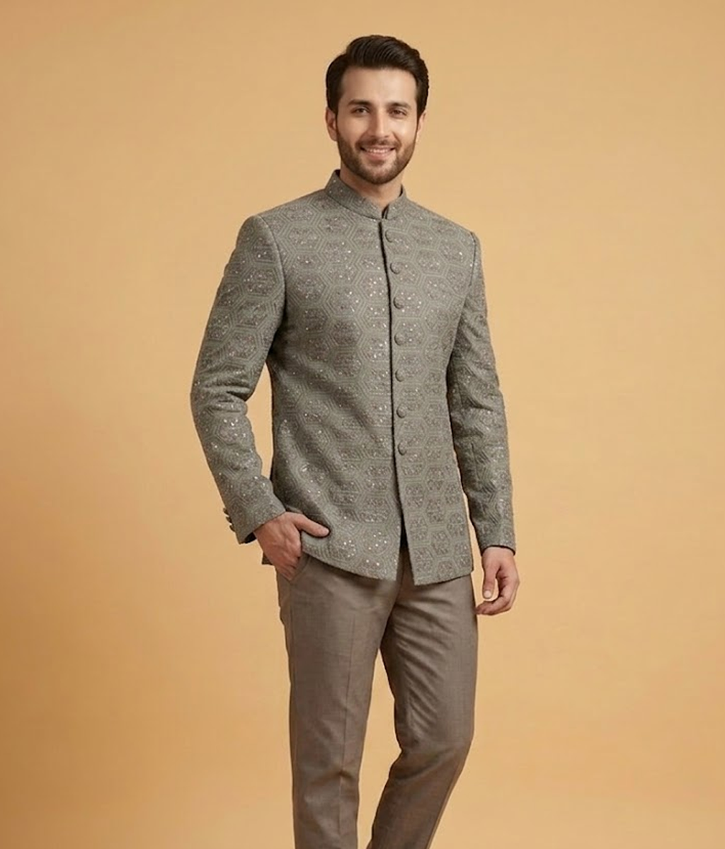 Grey Sequin Lattice Dulha House