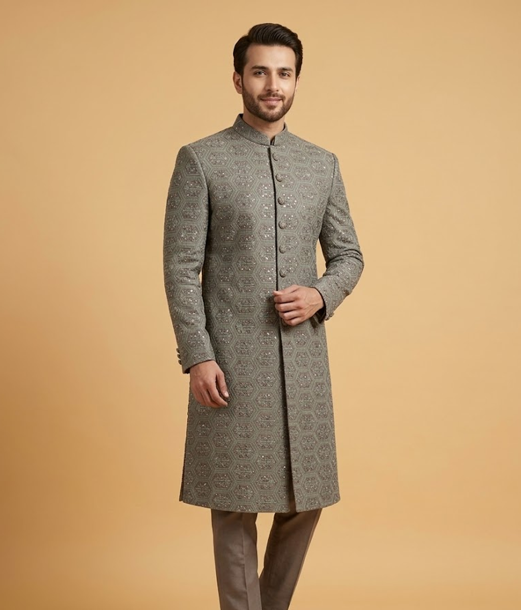 Grey Sequin Lattice Dulha House