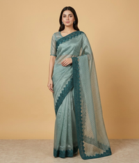 Grey tissue silk saree