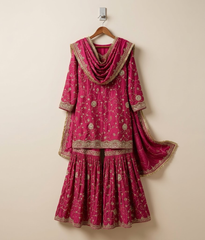 Hot Pink Tilla Work Gharara
