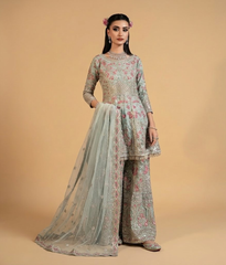 Ice Blue Floral Gharara