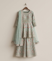 Ice Blue Floral Gharara