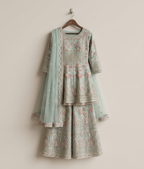 Ice Blue Floral Gharara